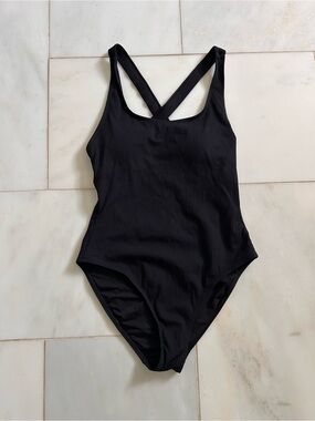 Andie Seim Tulum Black Ribbed One-Piece Swimsuit